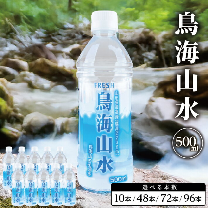 【ふるさと納税】鳥海山水 500ml 選べる本数 10～96本 賞味期限6年 保存用 備蓄用 長期保存 水 天然水 ナチュラルミネラルウォーター 軟水 鉱水 ペットボトル