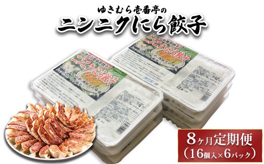 
            【8ヶ月定期便】ゆきむら壱番亭のニンニクにら餃子6パック(96個入り) ※離島への配送不可
          