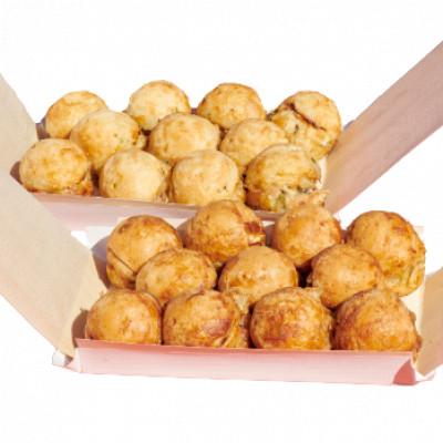 ふるさと納税 南知多町 名古屋風手焼き醤油たこ焼き20コ!カツオ味と昆布味を半分ずつ食べ比べセット【篠島産蛸使用】CAS冷凍