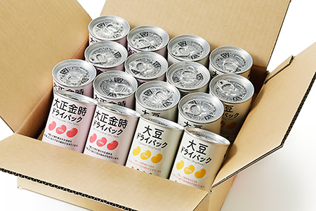 十勝産大豆と大正金時のドライパック缶＜計16缶＞ 北海道 缶詰 長期保存可 常温 非常食にも