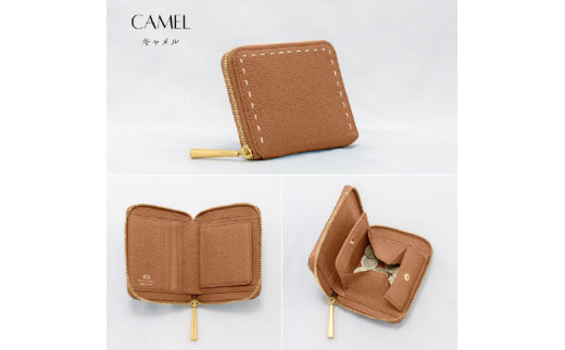 BONNY(ボニー)/本革ラウンドファスナー二つ折り財布　CAMEL(キャメル)