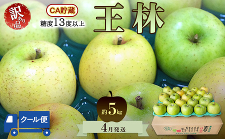 りんご王林 訳あり家庭用 CA貯蔵 青森県産 りんご【約5kg】【クール便】