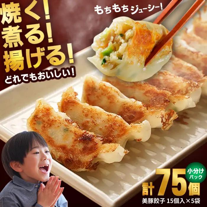 7日程度発送）美豚餃子75個（15個×5袋） 五島市/長崎フードサービス[PEL003]餃子