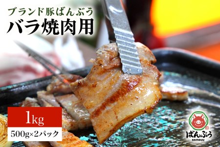 ブランド豚「ばんぶぅ」小分け 豚バラ焼肉用 1kg（500g×2パック） 冷凍便 1キロ 豚肉 豚バラ肉 豚バラスライス肉 焼き肉用 やき肉用 やきにく用 ヤキニク用 薄切り肉 うす切り肉 ブタ肉 国産 茨城県産 ギフト プレゼント お祝い 42-O