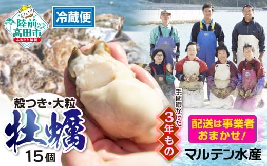 先行予約 【配送日事業者お任せ】牡蠣 生食用【 期間限定 】殻付き牡蠣15個「3年育成」【 天然 牡蠣 かき カキ 殻付き  生食 大粒  国産 真牡蠣 三陸産 広田湾  】 2026年1月頃から順次発送予定 RT3010