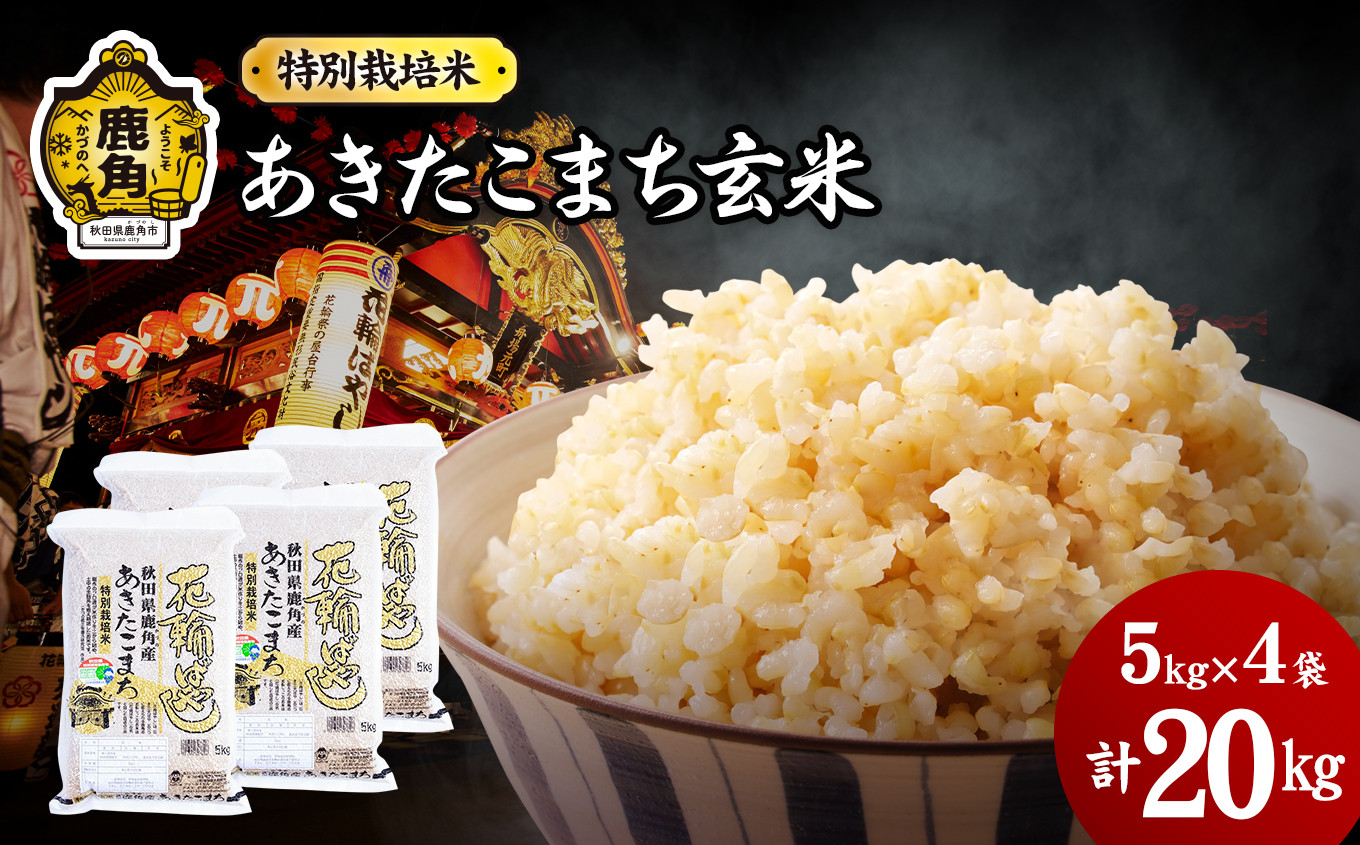 
            令和6年産 特別栽培米「花輪ばやし（あきたこまち）」玄米 20kg（5kg×4袋）【安保金太郎商店】 米 お米 国産 グルメ お米マイスター ギフト 高品質 厳選 秋田県産 鹿角市産 秋田県 秋田 あきた 鹿角市 鹿角 かづの 産地直送
          