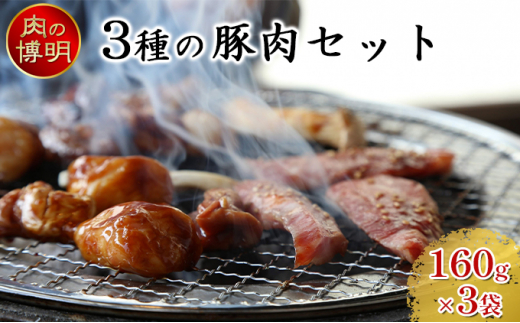 
【ヤキニクストック】3種の豚肉セット 160g×3袋【肉の博明】【焼肉セット】【国産】
