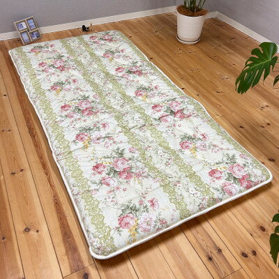 【ふるさと納税】日本製固綿入りボリューム敷布団(シングル/花柄アイボリー)【1707153】