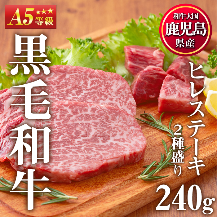 No.528 ＜A5等級＞ヒレステーキ2種盛り(計240g)【LRプラスK】