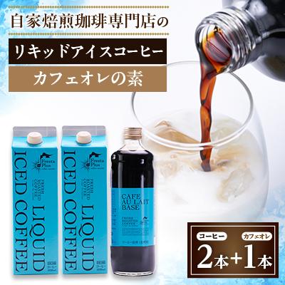 ふるさと納税 茨城県 つくば市自家焙煎珈琲専門店　リキッドアイスコーヒー2本、カフェオレの素1本セット
