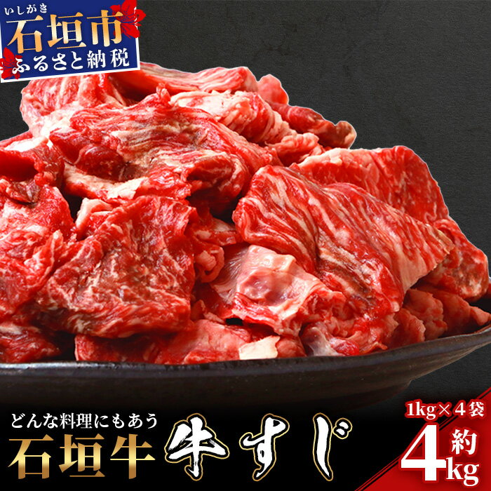 【ふるさと納税】石垣牛・牛すじ 4kg (1kg×4) 冷凍便 | 沖縄県 石垣市 牛肉 お肉 牛スジ 牛筋 煮込み おでん カレー 送料無料 SI-087
