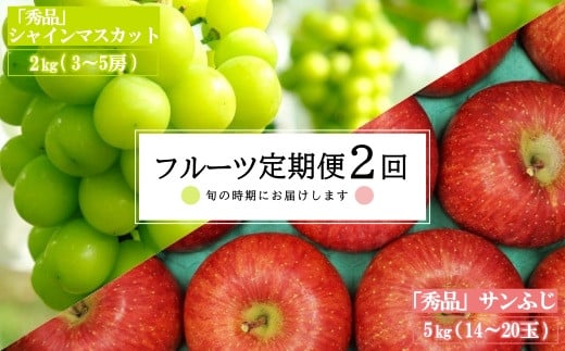 【2025年9月～12月発送分先行受付】【定期便2回】山形旬の果物2選（シャインマスカット/りんご）_H183(R7)