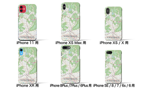 【川西】地図柄iPhoneケース（バックカバータイプ・ナチュラル） iPhone XS ／ X 用［No.324-16］
