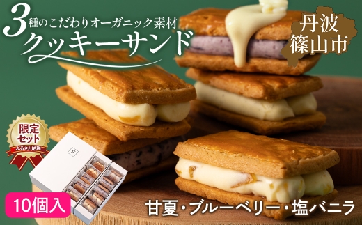 【ふるさと納税限定】【厳選素材】３種のクッキーサンド ( 甘夏 ブルーベリー バニラ ) 10個セット　バターサンド クッキーサンド 冷凍 小分け 人気 バレンタイン ギフト スイーツ お取り寄せ 詰め合せ 洋菓子 クリームチーズ