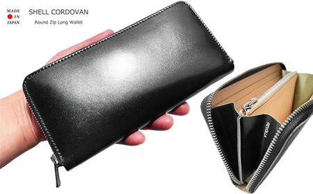 【革のダイヤモンド】 A反 シェルコードバン ラウンドジップロングウォレット Made in Japan 牧之原市 静岡 REVOLLA