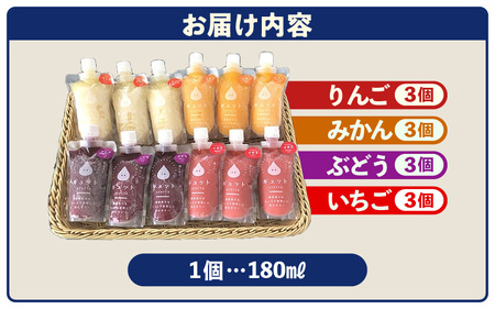 凍らせて食べるゼリー 詰め合わせ 4種（計12個）【みかん　りんご　ぶどう　いちご】[m01-a008]