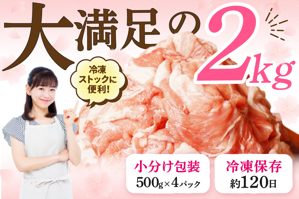 佐賀県産 豚肉 肥前さくらポークモモ切落し2kg 125-L037