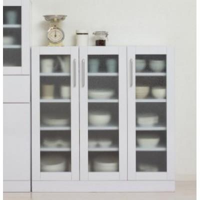 ふるさと納税 海南市 食器棚 幅89.5×高さ90  ホワイト ガラス扉 AKU1045059