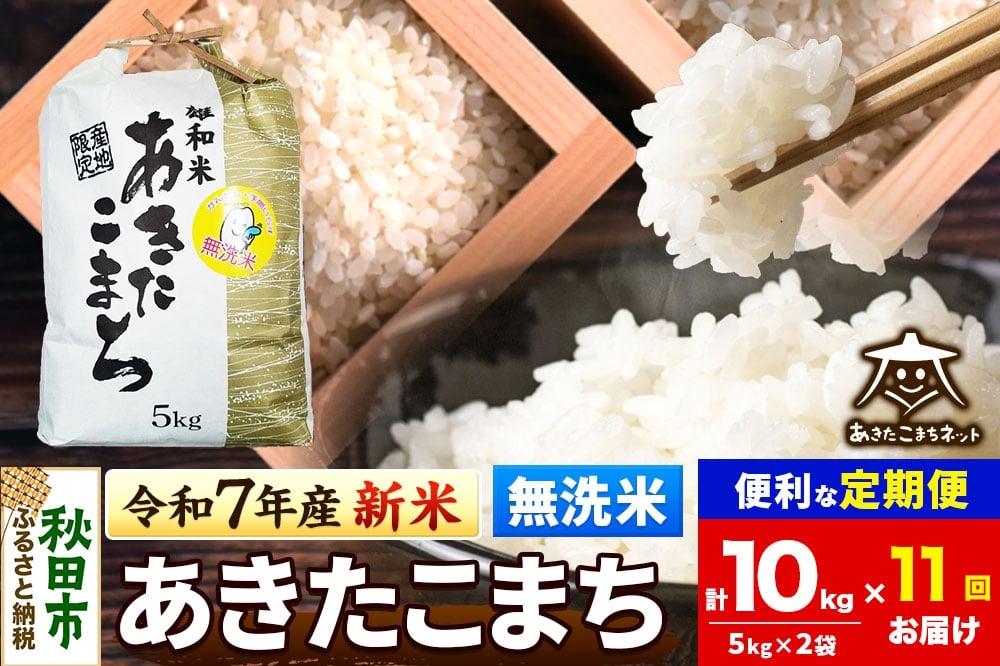 
            《令和7年産 新米受付》《定期便11ヶ月》あきたこまち 清流米 10kg(5kg×2袋) 【無洗米】秋田市雄和産
          