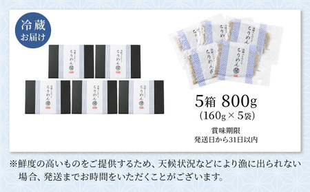 KU094 漁師の獲れたてちりめん 計800g(160g×5袋)【株式会社猪塚水産】【KU094】