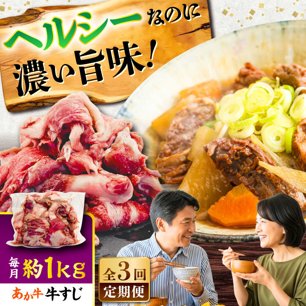 【ふるさと納税】【全3回定期便】熊本あか牛スジ 約1kg / 熊本県 あか牛 あかうし 和牛 牛すじ すじ肉 牛肉 お肉 褐毛和種 冷凍 国産【五右衛門フーズ】[BHCY050]