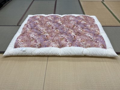極上純綿　もめん布団　掛敷セット　(みやび柄・赤)【CW100W1】