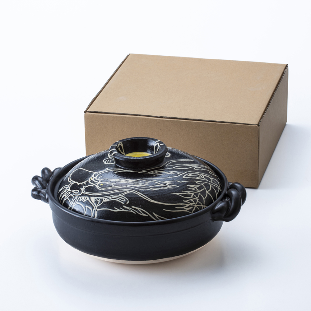 【萬古焼（ばんこやき）】絵付けART工房・平尾製陶 9寸 破墨彩土鍋 「昇り竜」暮らしの美術品 絵付けアーティストの個性が光るHandmade土鍋│手描き 土鍋 ハンドメイド アート デザイン 鍋_イ