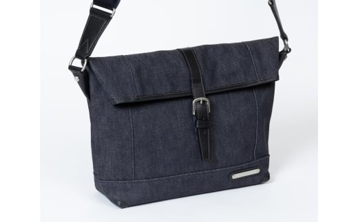 No55735 INNFITH デニム口折れショルダーバッグ(ダークネイビー×ブラック)｜ファッション 小物 バッグ ショルダーバッグ 鞄 [1173]
