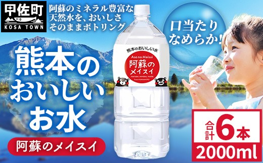 
                  熊本のおいしいお水 阿蘇のメイスイ 2L×6本（1ケース）（共通返礼品・御船町） - 天然水 水 飲料水 ミネラルウォーター 箱買い まとめ買い ペットボトル 飲料 ウォーター 軟水 防災グッズ 防災 備蓄 ローリングストック ストック 熊本県【価格改定】
                