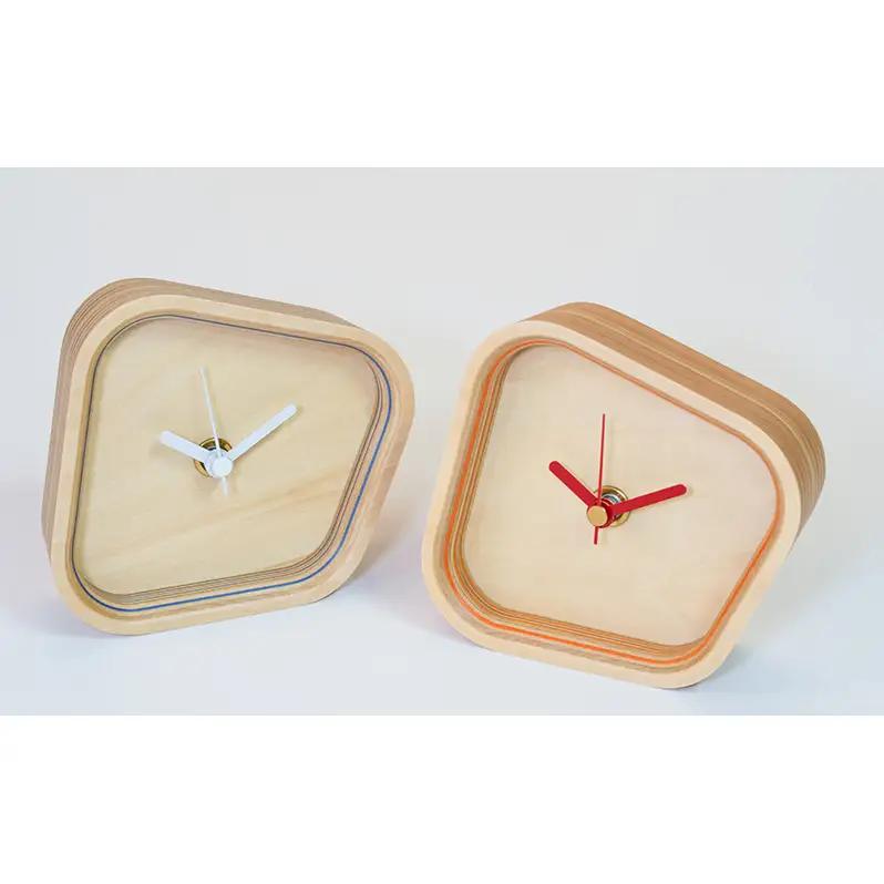 木製 北海道 木製 置き時計 オレンジ ペーパーウッド