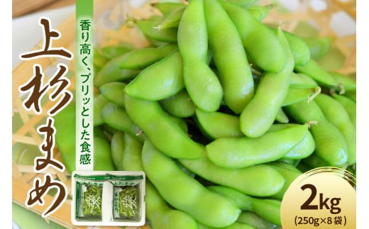 《 先行予約 》 〔 令和7年産 〕 枝豆 上杉まめ 2kg（ 250g × 8袋 ）1箱 品種おまかせ 〔 R7年8月上旬～8月下旬頃お届け 〕 2025年産