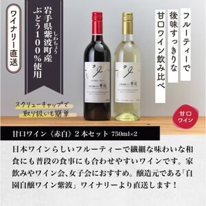 自園自醸ワイン紫波 甘口ワイン紅白2本セット【1688292】