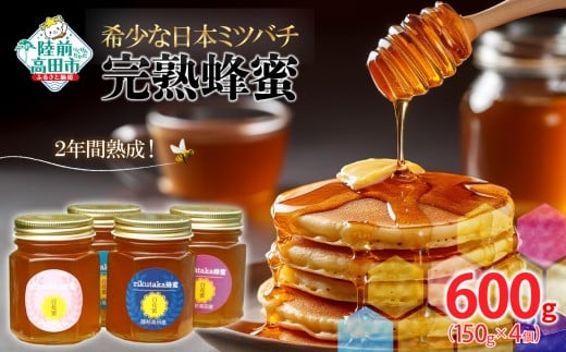 【先行予約】 2年間熟成！ 希少な日本ミツバチ完熟蜂蜜 150g×4個 セット 【 数量限定 はちみつ 蜂蜜 完熟 百花蜜 無添加 岩手 陸前高田 】 2026年7月頃から発送予定 RT2282