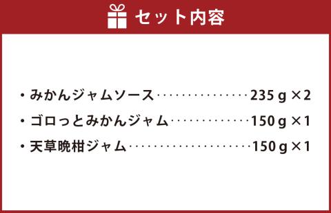 熊本 天草の果樹園 ジャム詰め合わせ みかんジャムソース×2本 不知火ジャム×1本 晩柑×1本 3種 セット