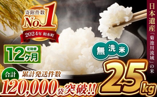 【 定期便 12回 】 熊本県産 ほたるの灯り 無洗米 25kg | 令和7年産 小分け 5kg × 5袋  熊本県産 こめ 米 無洗米 ごはん 銘柄米 ブレンド米 複数原料米 訳あり 規格外 不揃い 人気 日本遺産 菊池川流域 こめ作り ごはん ふるさと納税 返礼品