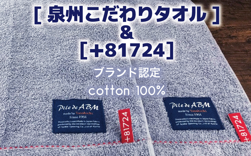 高級デニム糸で織った泉州タオル2枚セット（フェイスタオル・ブルー） G1518