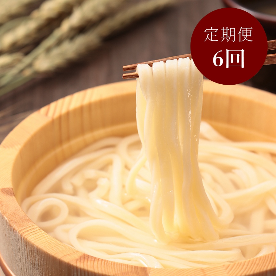 【6カ月定期便】＜亀城庵＞国産小麦「うどん」薫（太切麺・半生）240g×10袋