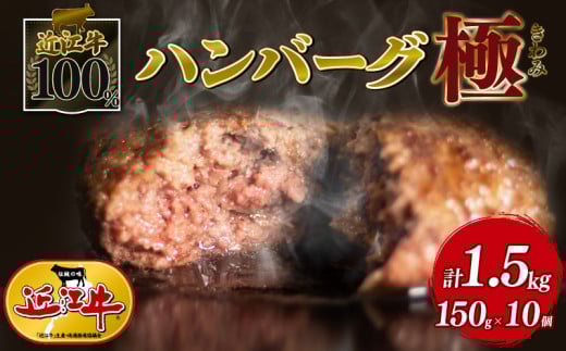 近江牛 100％ 極味 ハンバーグ 150g × 10個 黒毛和牛 ブランド 肉 三大和牛 贈り物 ギフト 滋賀県 竜王町 古株牧場 神戸牛 松阪牛 に並ぶ 日本三大和牛 ふるさと納税