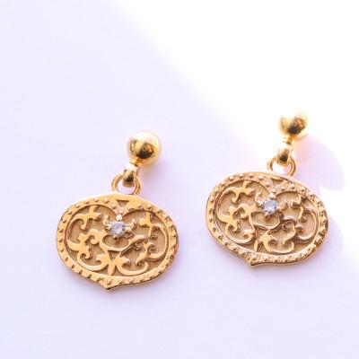 ふるさと納税 山梨県 【Do_goods】 古墳時代の造形美　『心葉形杏葉』ダイヤモンド ピアス 659-873-D |  | 01