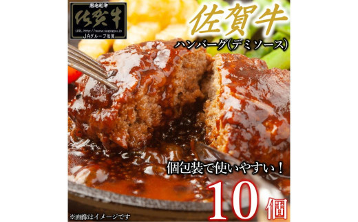 佐賀牛デミハンバーグ真空個包装 10個 佐賀牛100％ 国産牛 和牛 佐賀牛 ブランド牛 牛肉 肉 高級 ハンバーグ デミソース おかず 夕飯 人気 おすすめ 簡単調理 レンジ調理 冷凍 真空パック 