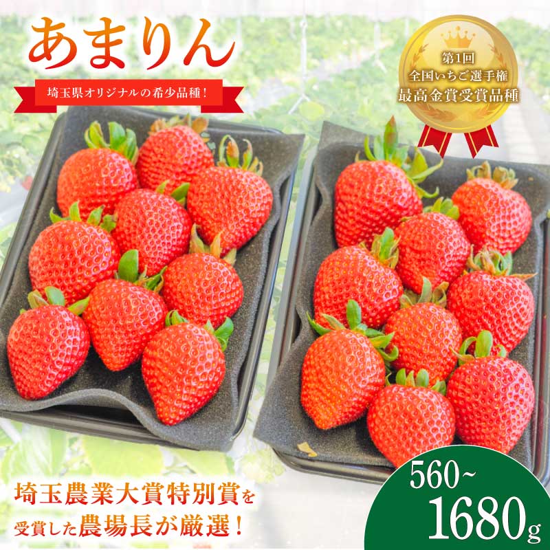 【ふるさと納税】 【事前受付】いちご あまりん 560g 1120g 1680g 選べる容量 苺 イチゴ ストロベリー 産地直送 ご当地 果物 くだもの フルーツ デザート 食品 冷蔵 げんき農場 埼玉県 羽生市
