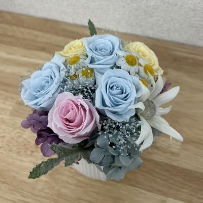 ふるさと納税 吹田市 日比谷花壇のプリザーブドフラワーアレンジ「ブルー系」 |  | 01