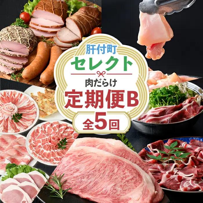 【E90002】＜定期便・全5回＞肝付町セレクト定期便《肉だらけ定期便B》 鹿児島 牛肉 黒毛和牛 豚肉 黒豚 鶏肉 唐揚げ 味付け 定期便 セレクト 加工品 肉加工品 簡単調理 冷凍 冷凍食品 【株式会社きもつき未来商社そらまち】