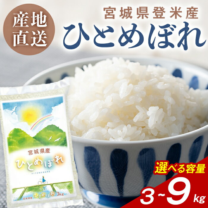 【ふるさと納税】＜令和7年度産＞ひとめぼれ 精米 3kg～9kg 選べる容量 デザインポリ袋仕様 お米 おこめ 米 コメ 白米 ご飯 ごはん おにぎり お弁当【ライス宮城株式会社】tm629・tm630・tm631