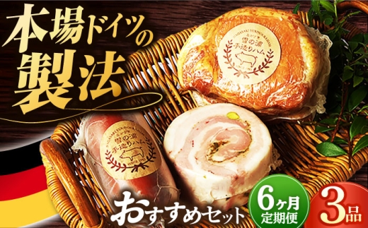 【6回定期便】店主おすすめハム3品/雪の浦手造りハム[EAM033] はむ ハム国産 ハムソーセージ 詰め合わせ 人気 ロースハム 無添加ハム 詰合せ 定期便