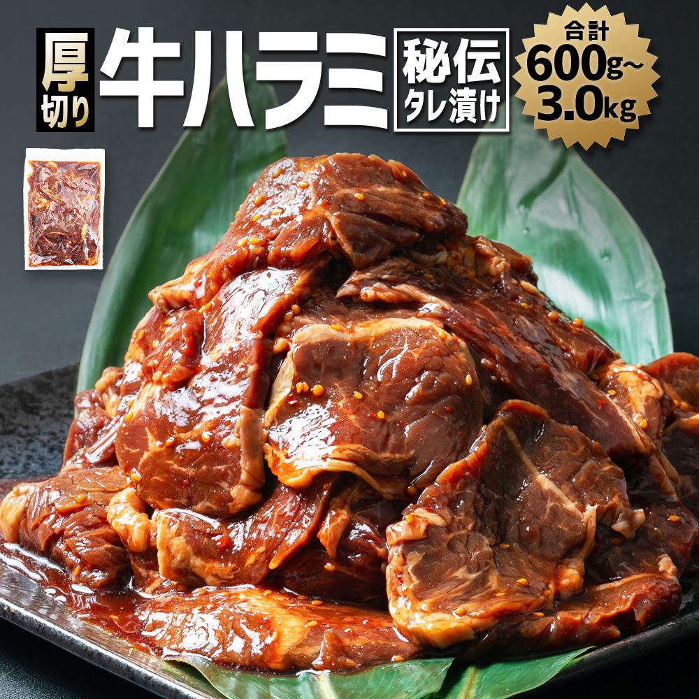 【ふるさと納税】厚切り！秘伝タレ漬け牛ハラミ（サガリ）※タレ込み_01551 | 牛肉 焼肉 焼き肉 タレ 漬け 厚切り にく 小分け 個包装 冷凍 セット BBQ アウトドア キャンプ 大人気