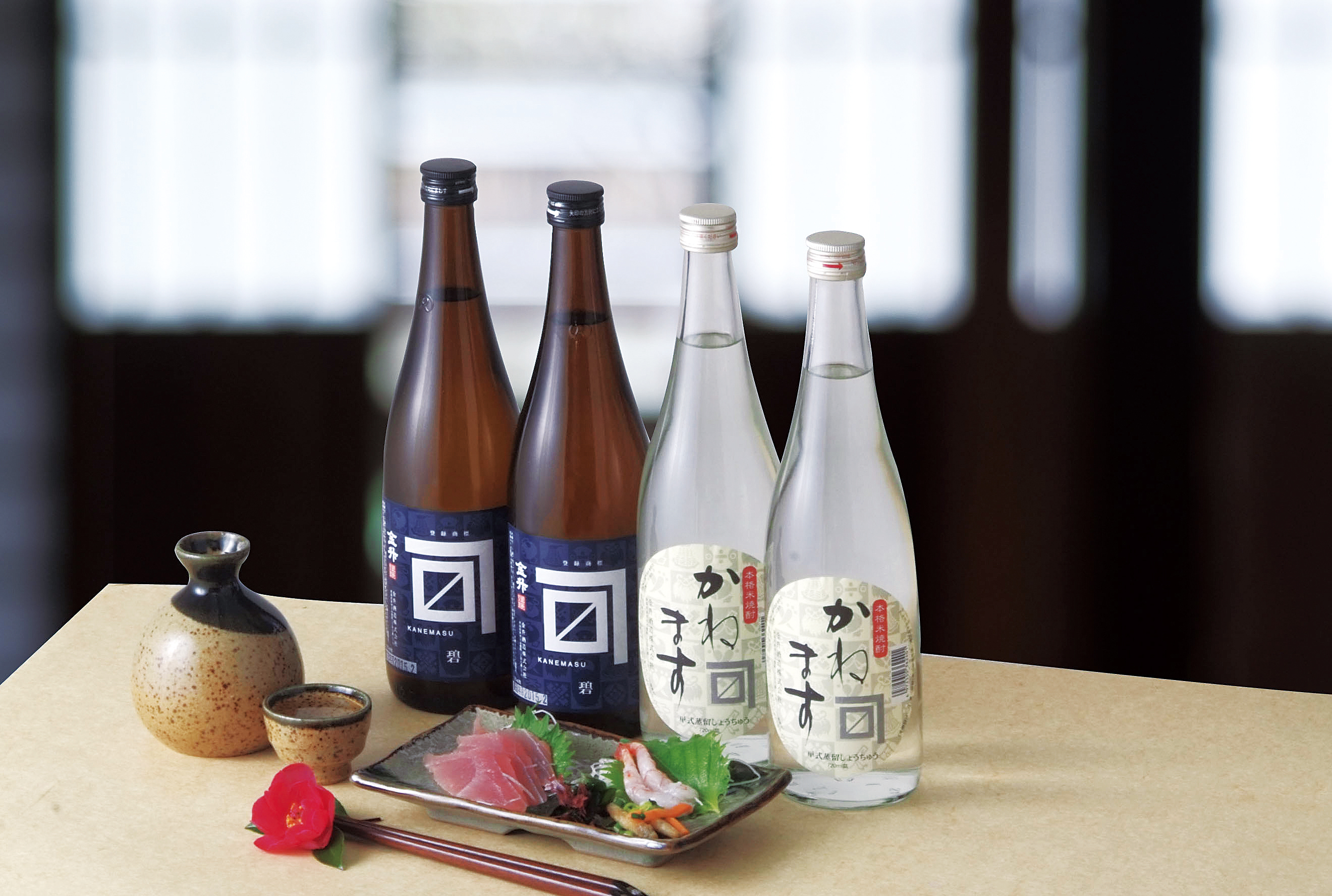 【贈答用箱入】金升 碧ラベル・本格米焼酎 かねますセット 720ml×4本【お酒 酒 日本酒 地酒 米焼酎 セット 記念日 お中元 お歳暮 父の日  贈り物 ギフト 金升酒造 新保酒店 新潟県 新発田