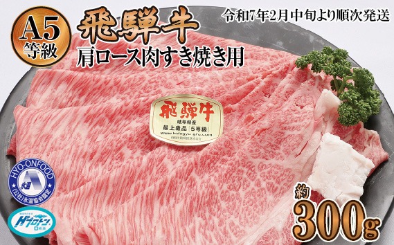 約300g肩ロース肉すき焼き【令和7年2月中旬より順次発送】　氷温（R）熟成　飛騨牛A5等級　プロトン凍結  [No.1034]