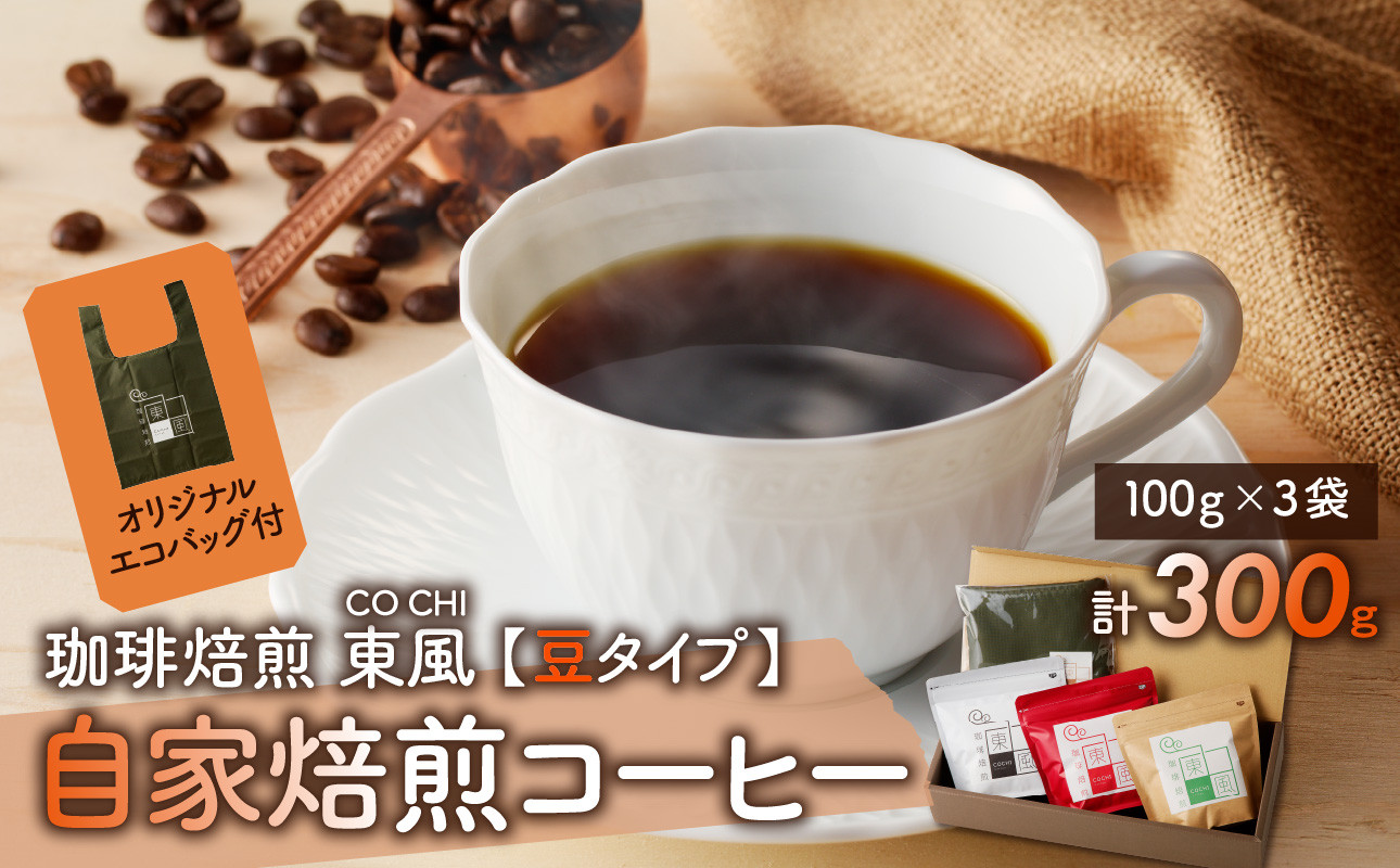 
自家焙煎 コーヒー豆 焙煎珈琲 東風 オリジナルブレンド 100g×3袋 セット
