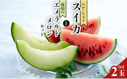 メロン スイカ セット 計2玉 先行予約 エメラルドメロン ルナ・ピエナスイカ 高知 テレビ朝日「ザワつく!金曜日」で特集 高級フルーツ 青肉 西瓜 人気 詰め合わせ セット - 夜須 フルーツ 果物